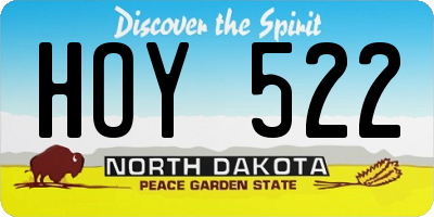 ND license plate HOY522