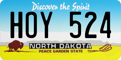 ND license plate HOY524