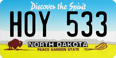 ND license plate HOY533
