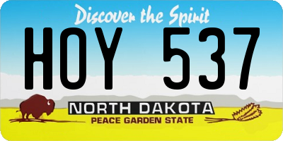 ND license plate HOY537