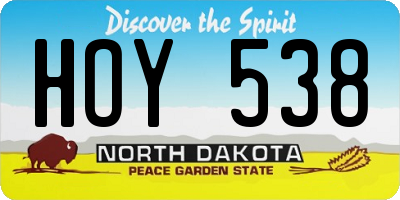 ND license plate HOY538
