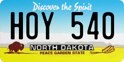 ND license plate HOY540