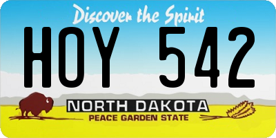 ND license plate HOY542