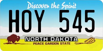 ND license plate HOY545