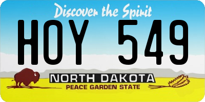 ND license plate HOY549