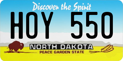 ND license plate HOY550