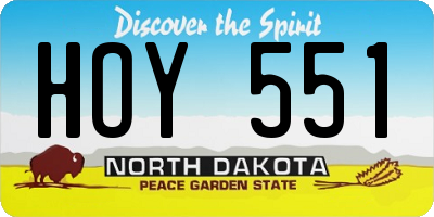 ND license plate HOY551