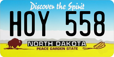 ND license plate HOY558