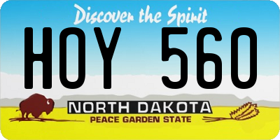 ND license plate HOY560