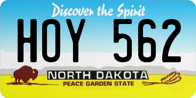 ND license plate HOY562