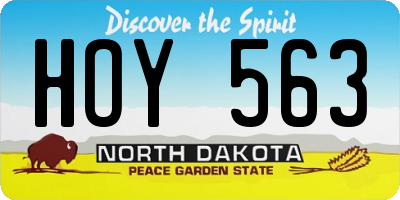 ND license plate HOY563