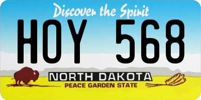 ND license plate HOY568