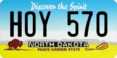 ND license plate HOY570