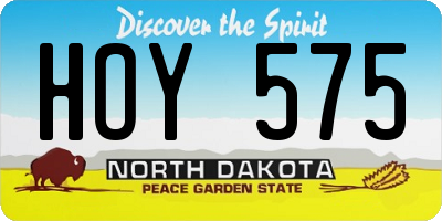 ND license plate HOY575