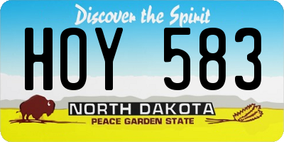 ND license plate HOY583