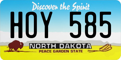 ND license plate HOY585