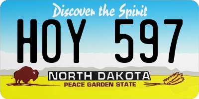 ND license plate HOY597