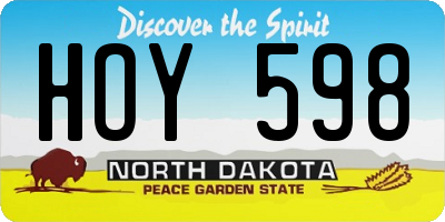 ND license plate HOY598