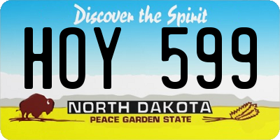 ND license plate HOY599