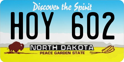 ND license plate HOY602