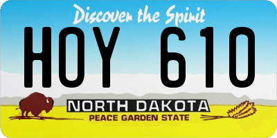 ND license plate HOY610