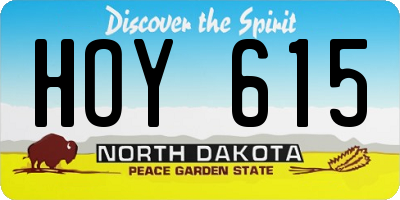 ND license plate HOY615