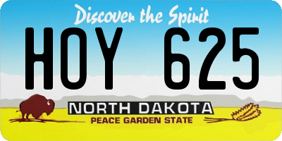 ND license plate HOY625