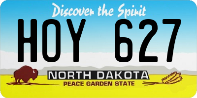 ND license plate HOY627