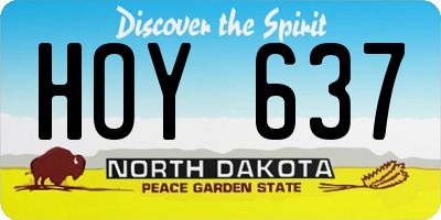 ND license plate HOY637