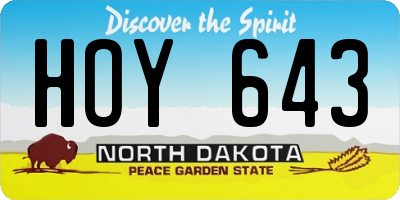 ND license plate HOY643