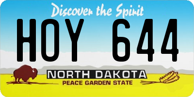 ND license plate HOY644