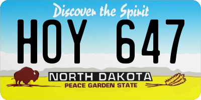 ND license plate HOY647