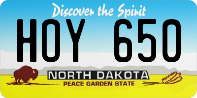 ND license plate HOY650