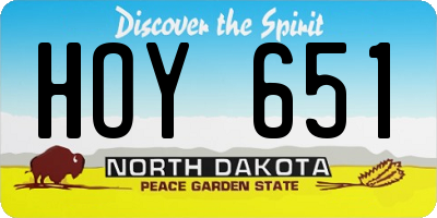 ND license plate HOY651