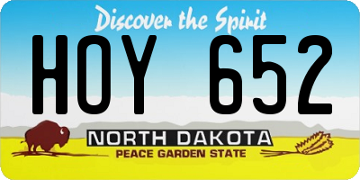ND license plate HOY652