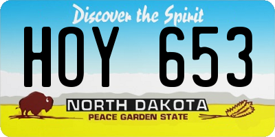 ND license plate HOY653