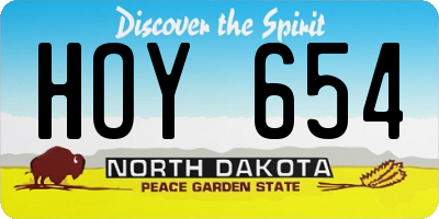 ND license plate HOY654