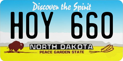ND license plate HOY660