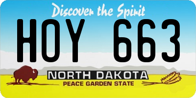 ND license plate HOY663