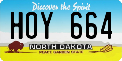 ND license plate HOY664