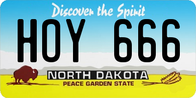 ND license plate HOY666