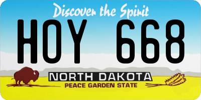ND license plate HOY668