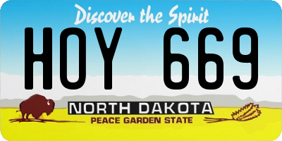 ND license plate HOY669