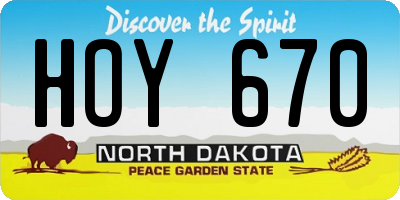 ND license plate HOY670