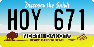 ND license plate HOY671