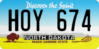 ND license plate HOY674