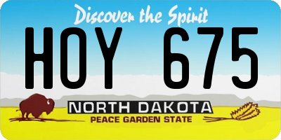 ND license plate HOY675