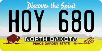 ND license plate HOY680