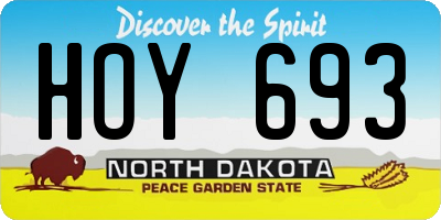 ND license plate HOY693