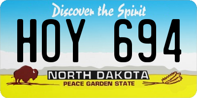 ND license plate HOY694